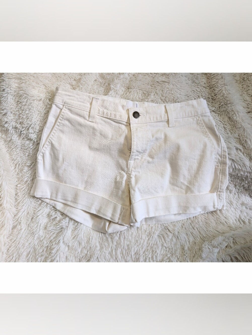 Rich & Skinny White Denim Rolled Hem Shorts Size 25